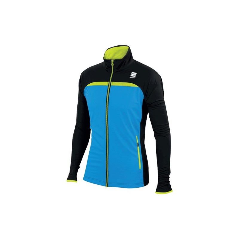 Jacka Sportful Engadin Wind Jacket svart-blå-lima Jacka Sportful Engadin Wind Jacket svart-blå-lima